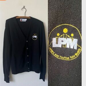 Vintage Black Cardigan 1980’s Leaders and Positive Role Models Grunge Cardigan